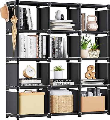 #ad Book Shelf 12 Cube Storage Organizer DIY Bookcase Metal BookshelfTall Book C