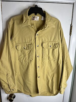 #ad Vintage Men’s Cabelas Mens Shirt Heavyweight Hiking Yellow Large Made In USA