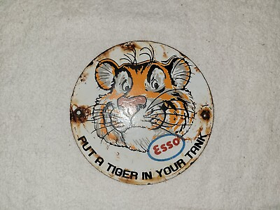 #ad Vintage Esso Porcelain Sign Put A Tiger In Your Tank Mobil Sunoco Gas Oil