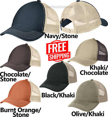 #ad Adult Unstructured Super Soft Cotton Twill Cap Low Profile Meshback Hat 6 Colors