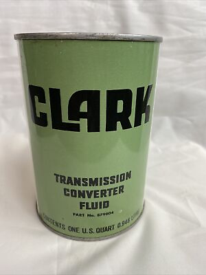 #ad Vintage CLARK Transmission Fluid MOTOR OIL CAN 1 Quart FULL Metal 1976