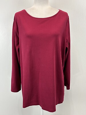 #ad L.L. Bean Long Sleeve Shirt Tshirt Sz 2X Plus Berry Stretch Casual