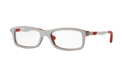 #ad Ray Ban Junior Kid#x27;s Rectangular Eyeglass Frames RB1546 46mm Metallic Silver Red