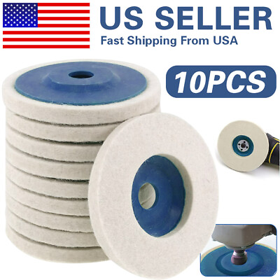 #ad 10Pcs 4quot; Wool Polishing Discs Finishing Wheel Buffing Pads for 100 Angle Grinder