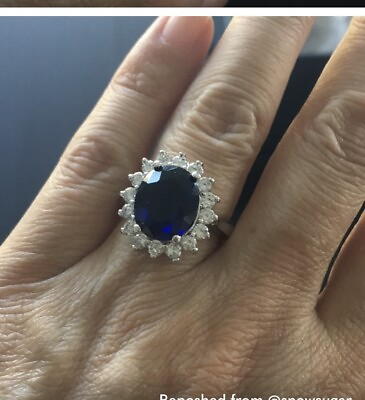 #ad Princess Diana Blue Simulated Sapphire Ring