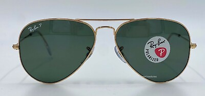 #ad Ray Ban Aviator Gold RB3025 001 58 Polarized Green Sunglasses 62 mm NEW