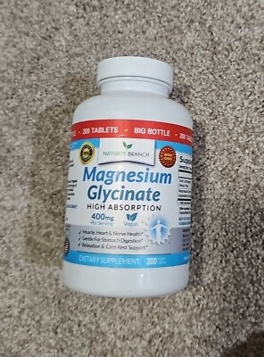 #ad NEW Magnesium Glycinate 400 mg *LARGER 200 Tablets USA Exp 7 26