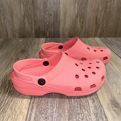 #ad Crocs Coral Pink Slip on Waterproof Clog Sandals Big Kids Girls Youth US Size 5