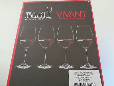#ad Riedel 200 03 1020 Red Wine Glasses Set of 4 19.375 Fluid Ounces Clear