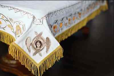 #ad Holy table cover gold fully embroidered White Gold
