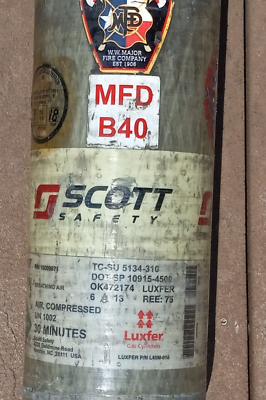 #ad Scott SCBA 4500 psi 30 minute. Cylinder air Tank valve Mfr. Date 2013
