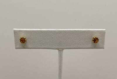 #ad Dainty Round Orange Rhinestone Gold Tone Stud Earrings Fashion Jewelry Unmarked