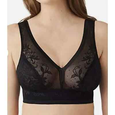 #ad WACOAL Net Effect Wire Free 810340 Soft Cup Bra Black 40D DD New With Tags