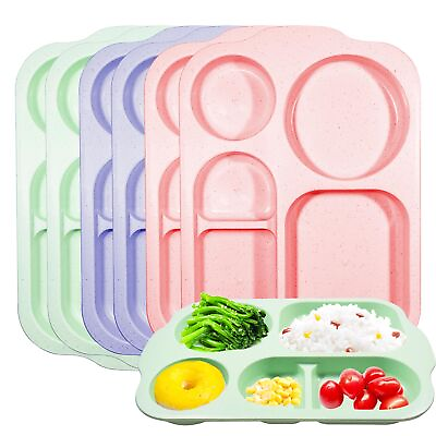 #ad KEJJNYER 6 Pack Large Unbreakable Divided Plates 12 Inch Divided Dinner Plate...