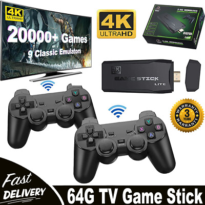 #ad 4K HDMI TV Game Stick Built in 64GB 20000 Video Games Console Wireless Gamepad