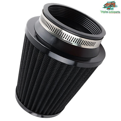 #ad Black 3quot; High Flow Inlet Dry Air Filter Cold Air Intake Cone Replacement 76mm