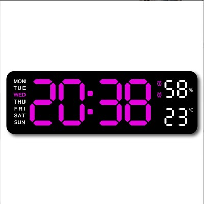 #ad Digital LED Large Display Wall Desk Alarm Clock With Calendar Temperature Date