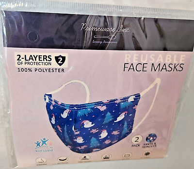 #ad Primeware Mask Christmas Design Kids 2 pack 2 layers 100 % Polyester Washable