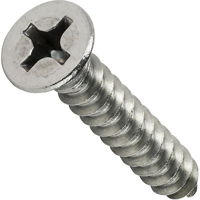 #ad #10 Phillips Flat Head Self Tapping Sheet Metal Screws Stainless Steel All Sizes