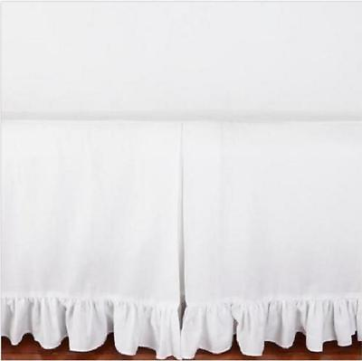 #ad White Solid Edge Ruffled Tailored Bed Skirt 800 TC Cotton Open Split Corner