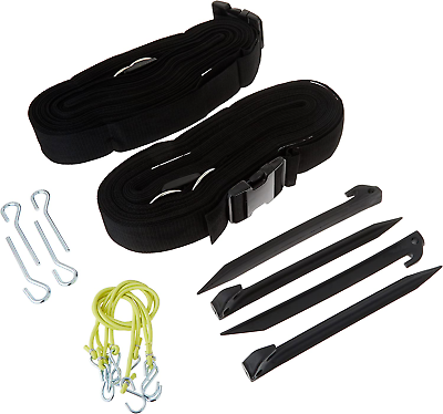 #ad Sports Outdoor Volleyball Boundary Webbing with Ground Stakes Black