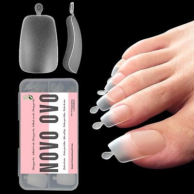 #ad 120 pcs Long Toe Nail Tips Press on Curved Full Cover Longtoes Claw Clear D...