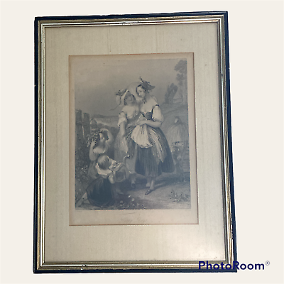 #ad Antique Print Happy Days Engraved By H. Cook After J. Brown Framed 12.5quot; X 9.5quot;
