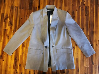 #ad Zaras Gray 2 button womens blazer Size Small
