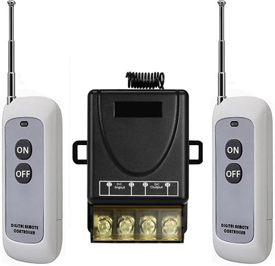#ad QOFOWIN Wireless Remote Switchwith 984FT Long RangeDC12V 24V 48V 72V RF Remote