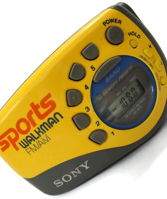 #ad Sony Sports Walkman SRF M78 Arm Band Yellow Portable FM AM Radio Works Good