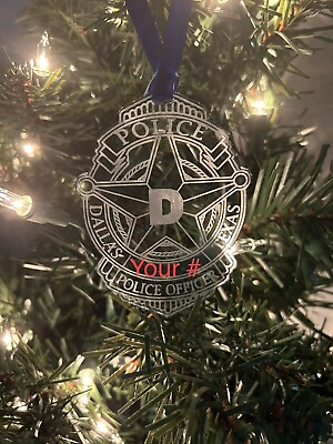 #ad Dallas police department laser engraved acrylic Christmas tree ornament