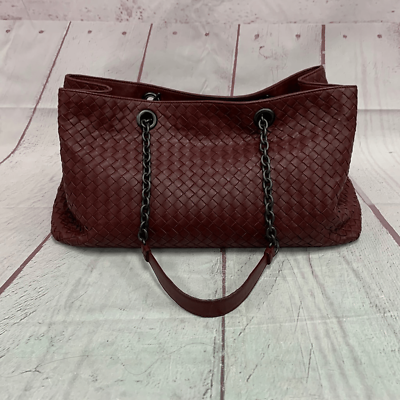 #ad Bottega Veneta Large Chain Tote Shoulder Bag Intrecciato Nappa Leather Merlot