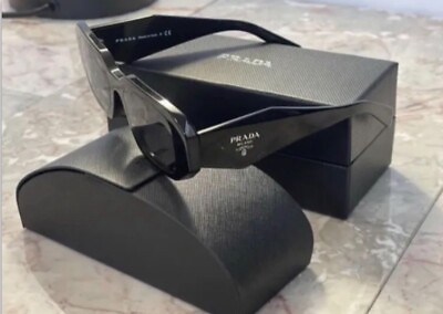 #ad NEW PRADA Sunglasses SPR 17 WS Black Frame Dark Grey Lenses. Authentic.