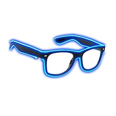 #ad Light up EL Wire Neon Rave Glasses Glow Flashing LED Sunglasses Costumes Blue