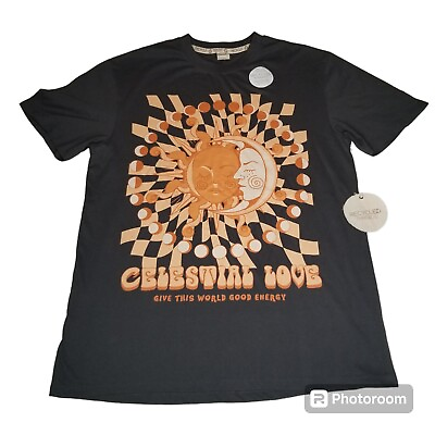 #ad New Recycled Threads Celestial Love Graphic T Shirt Medium Sun Moon Stars NWT