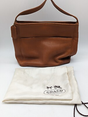 #ad VTG Authentic Coach #4924 Brown Pebble Leather Sonoma Purse Dust Bag