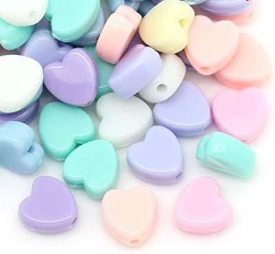 #ad 200 Pack Acrylic Bubblegum Spacer Heart Bead Shape 8Mm with 1.5Mm Hole Beads P