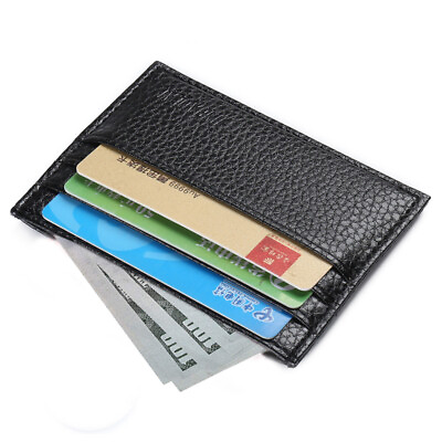 #ad Mens Slim Leather Wallet Card Holder Front Pocket Wallets Credit ID Pocket Thin