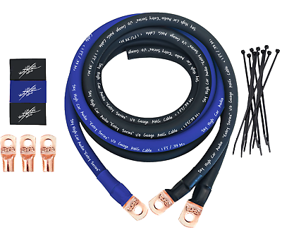 #ad Sky High Car Audio E Series 1 0 Big 3 Upgrade BLUE BLACK Electrical Wiring Kit