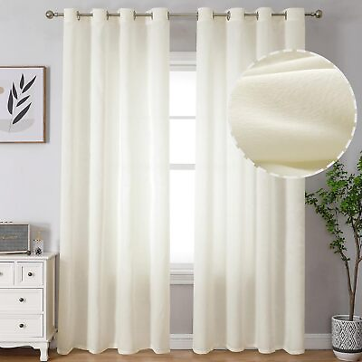 #ad Beige Privacy Sheer Curtains 84 Inch Long For Living Room 2 Panels Non s