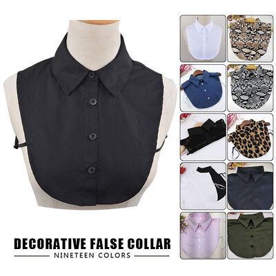 #ad Women Shirt Blouse insert Removable Lapel Shirt Fake False Collar Detachable Bib