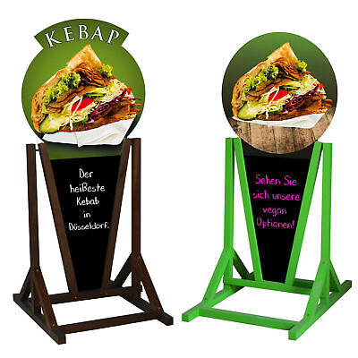 #ad Sidewalk Sign KEBAB A frame Water Resistant Wooden Pavement Stand