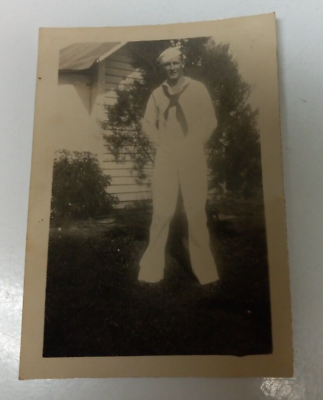 #ad Gay Interest WW2 era Photo Handsome Sailor Navy Posing Beefcake