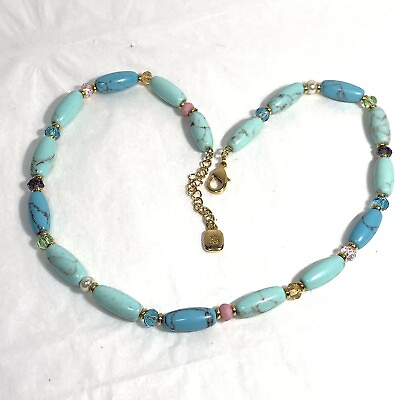 #ad LAUREN Ralph Lauren Blue Bead Necklace Semi Precious Accent Beads 20quot;