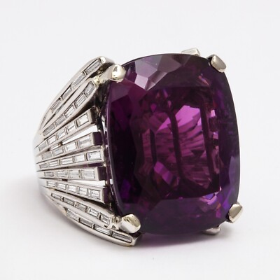 #ad Violet Purple Cushion Cut Amethyst amp; Lab Created White Diamonds Fancy Fine Ring