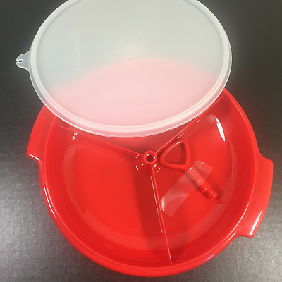#ad Tupperware Suzette divided dish NEW OLD STOCK lid red server nuts candy J $8.95