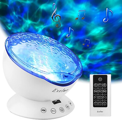 #ad Rotating Ocean Wave Music Projector LED Bedroom Night Light Remote Lamp 7 Colors