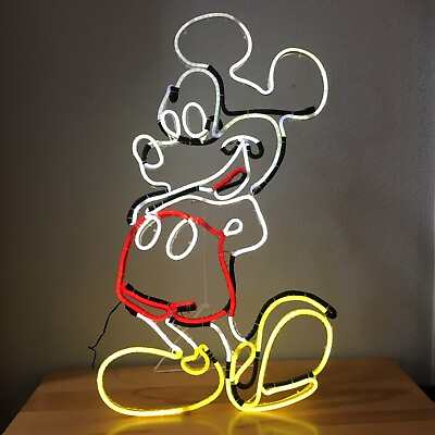 #ad Disney Retro Mickey LED Yard Sign Vintage Design LightGlo Lawn Neon