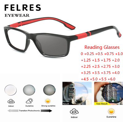#ad Square Sport Photochromic Reading Glasses For Men Women Classic Sunglasses New
