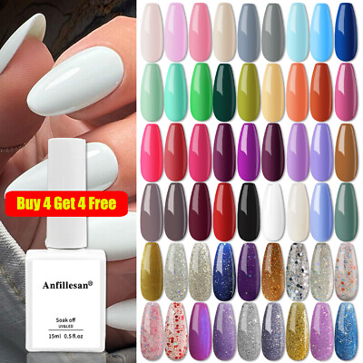 #ad Anfillesan 15ML Gel Nail Polish UV LED Art Glitter 168 French Color Gel Top Coat